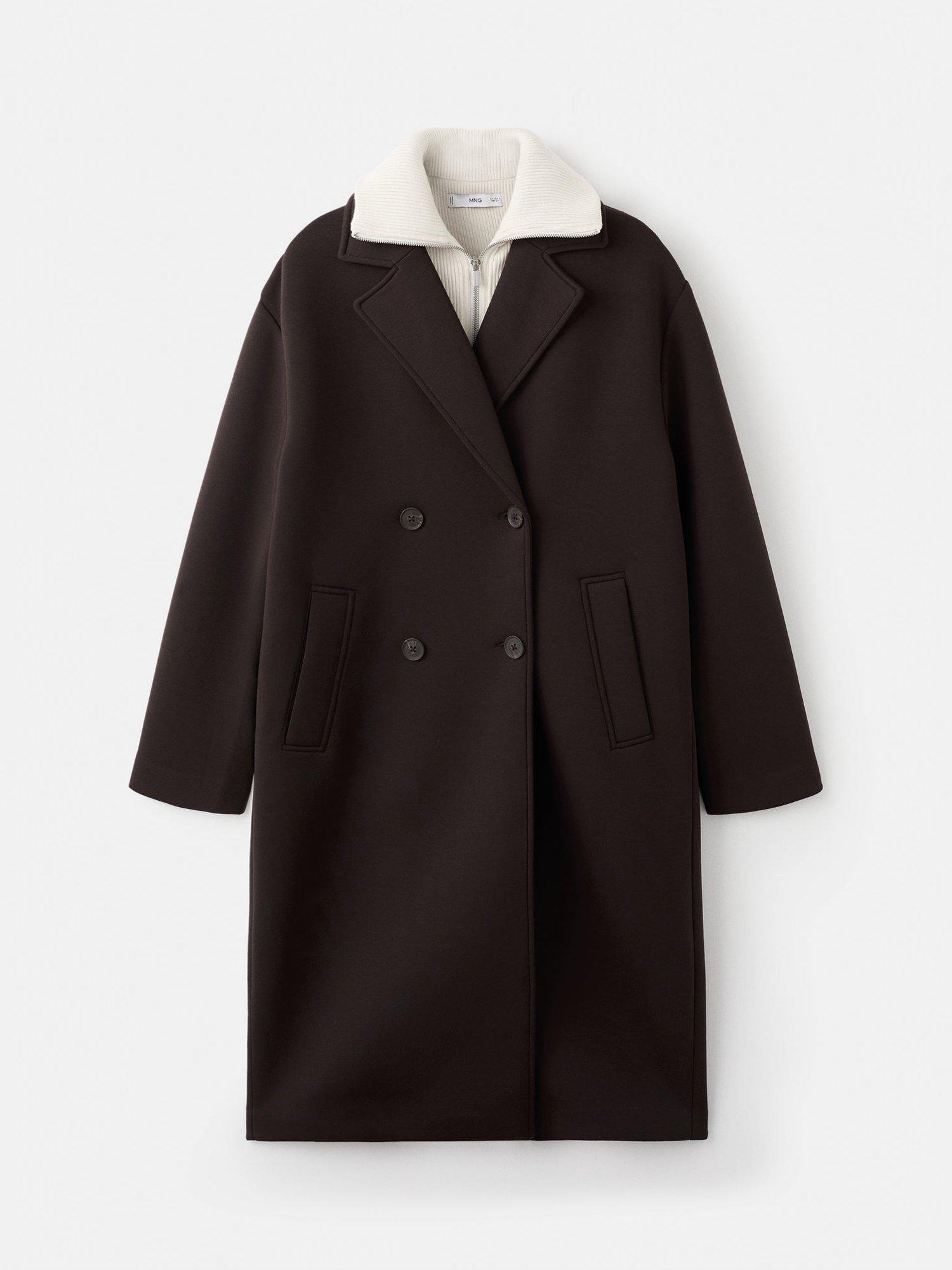 Product image 3 of 8, which shows Mango Nero Longline Coat, Brown, M