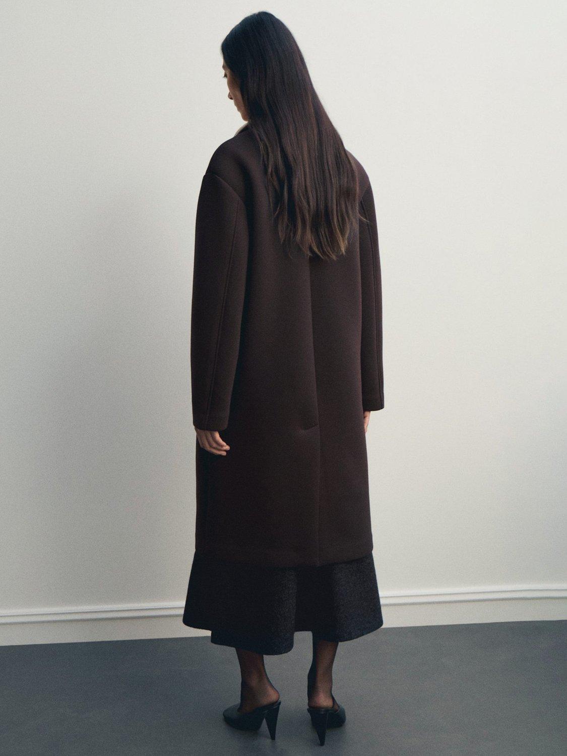 Product image 4 of 8, which shows Mango Nero Longline Coat, Brown, M