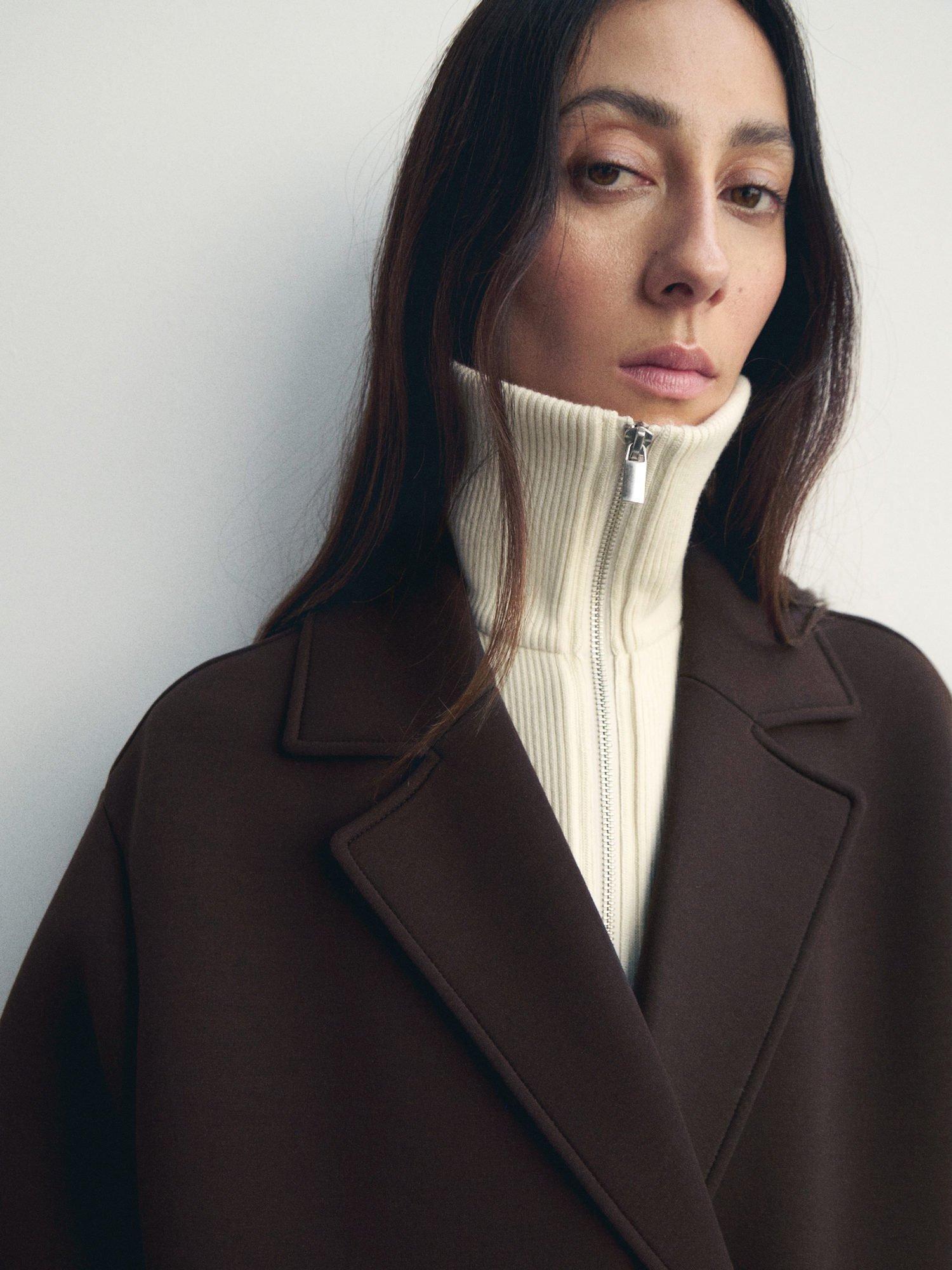 Product image 6 of 8, which shows Mango Nero Longline Coat, Brown, M