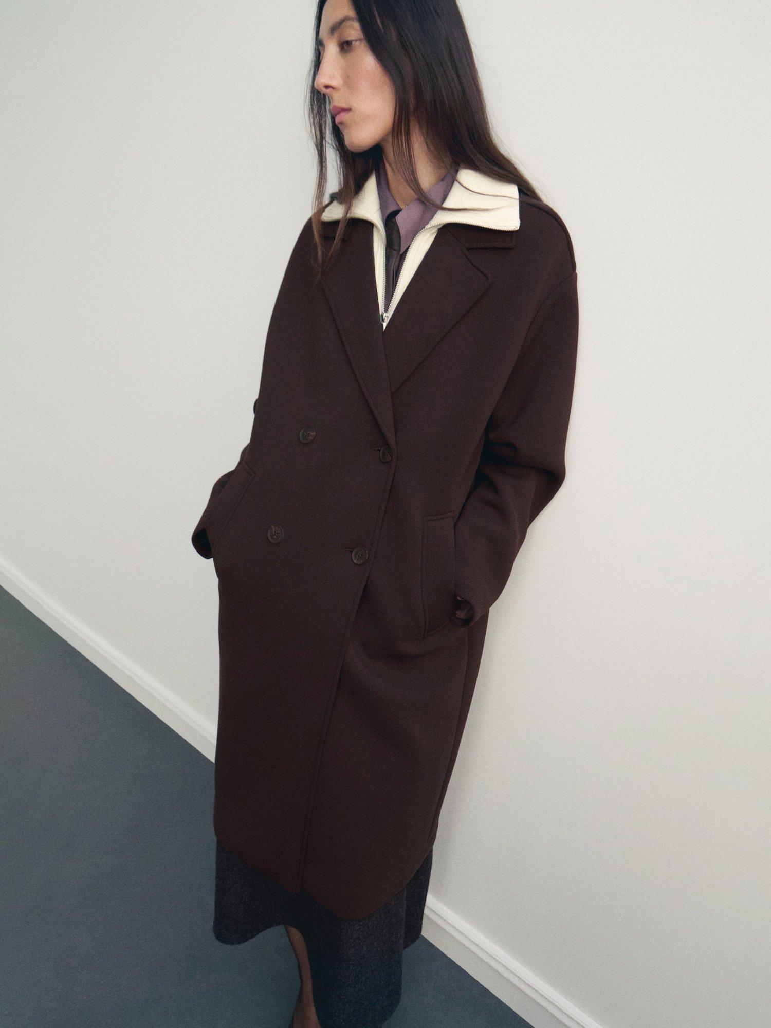 Product image 7 of 8, which shows Mango Nero Longline Coat, Brown, M