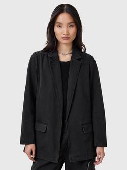 AllSaints Aleida Cotton Denim Blazer, Washed Black, Washed Black