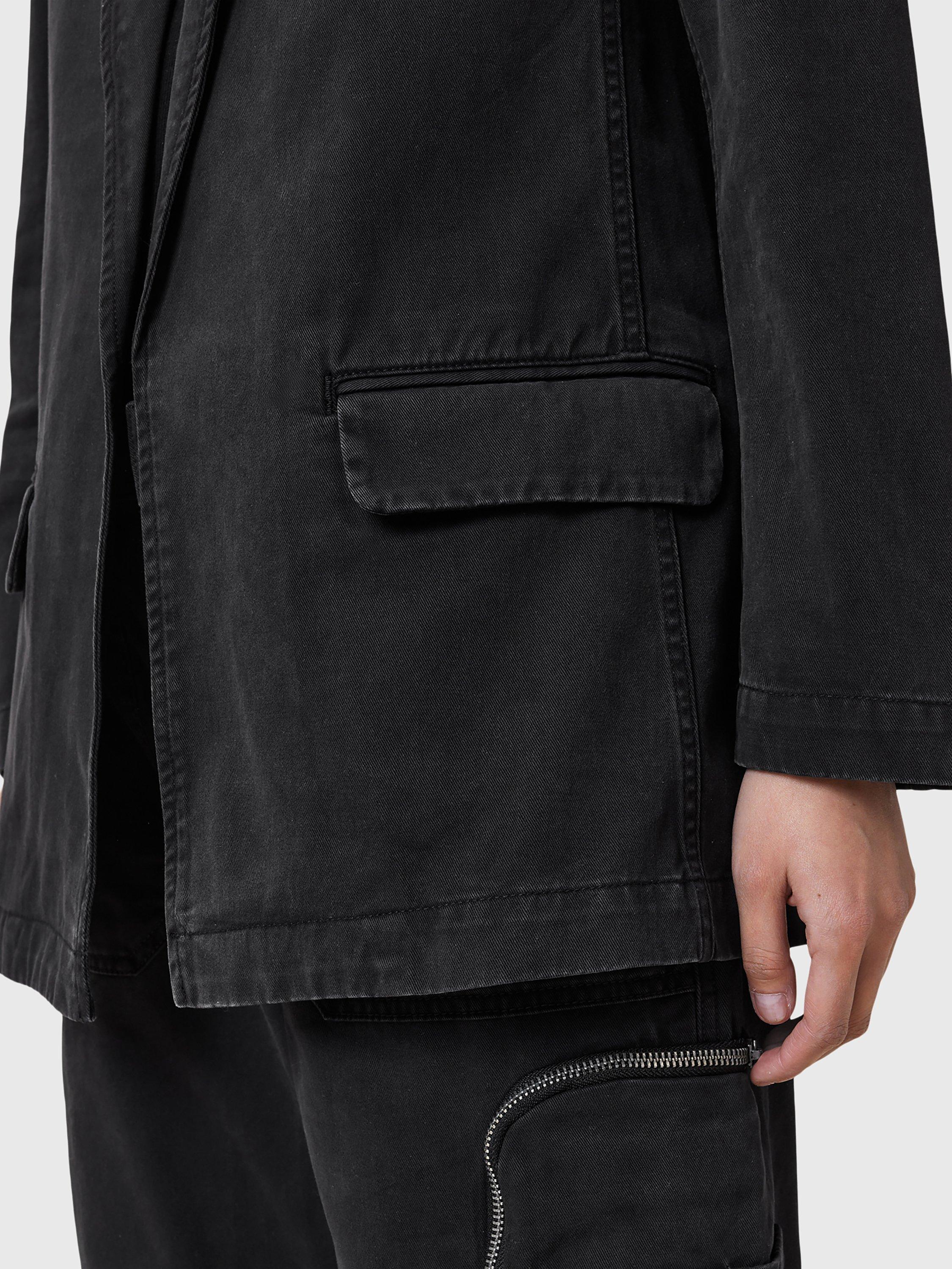Product image 5 of 8, which shows AllSaints Aleida Cotton Denim Blazer, Washed Black, 16