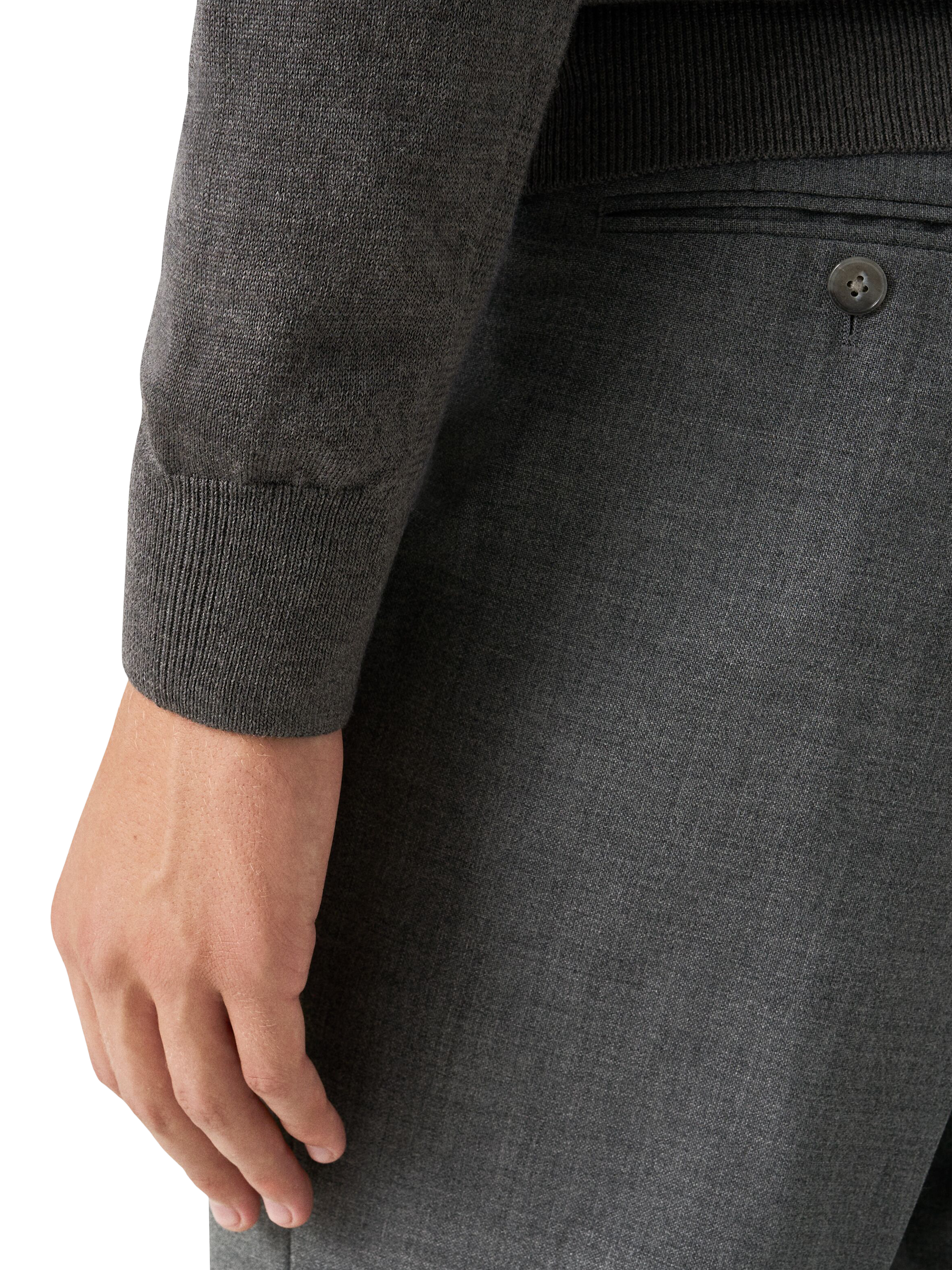 Product image 4 of 7, which shows Eton Wool Zip-Through Knit Cardigan, Grey, S