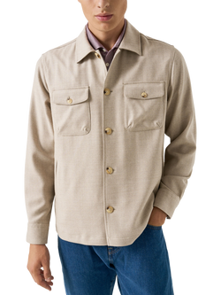 Eton Wool Blend Overshirt, Beige, Beige