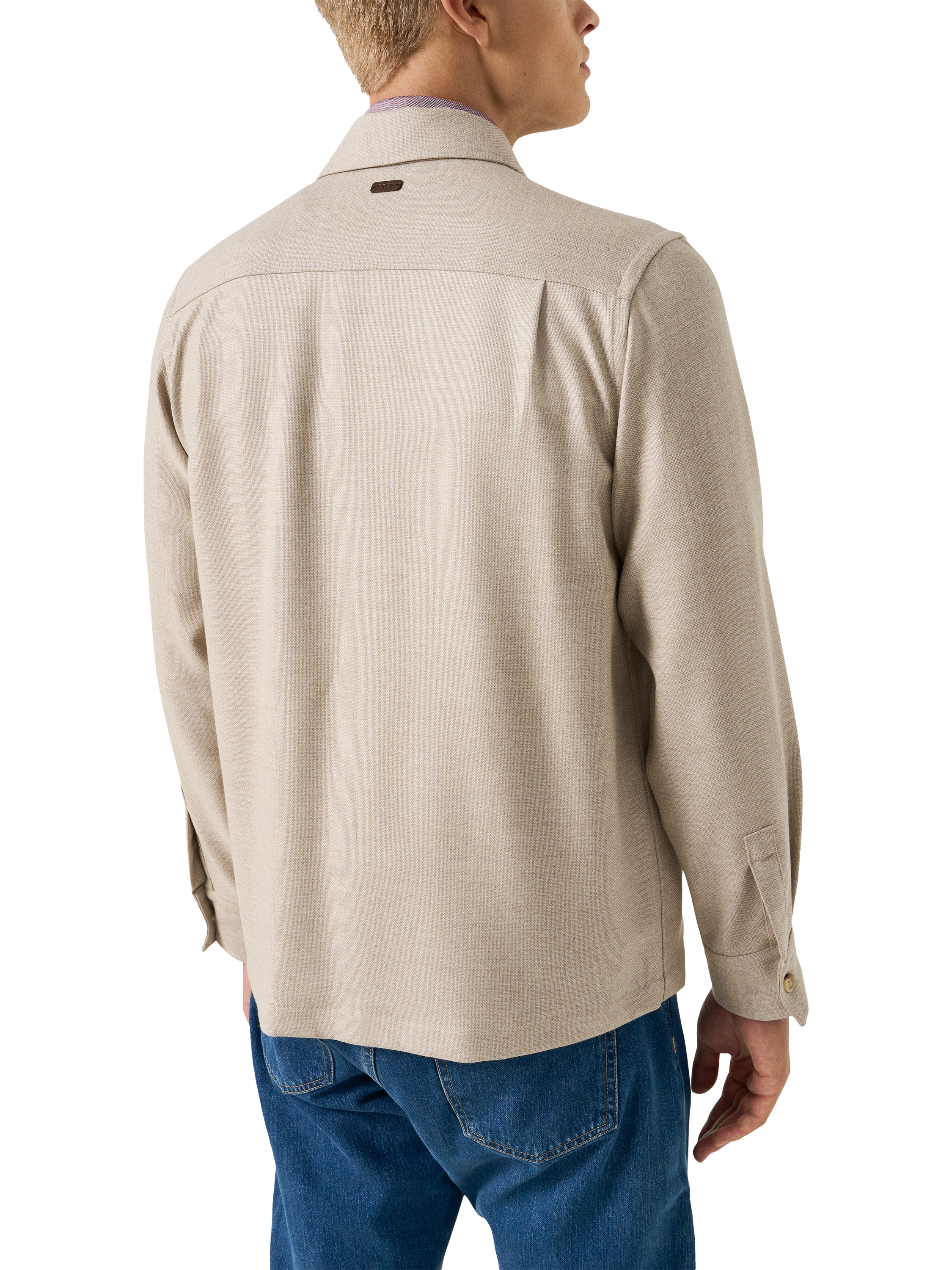 Product image 2 of 7, which shows Eton Wool with Cashmere Overshirt, Beige, S