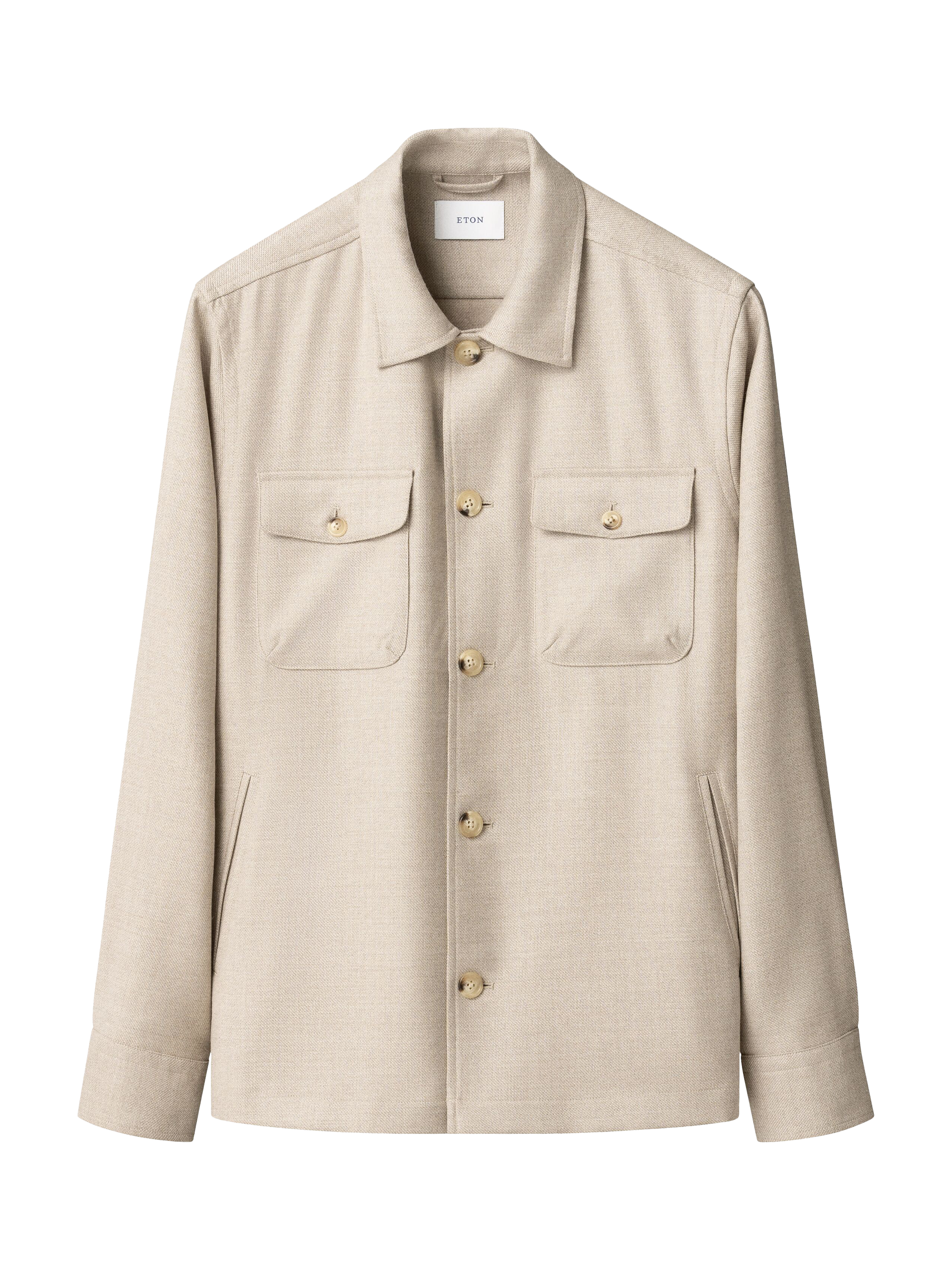 Product image 5 of 7, which shows Eton Wool with Cashmere Overshirt, Beige, S