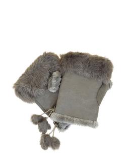Yumi Faux Fur Fingerless Gloves, Grey