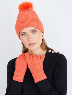 Yumi Cable Knit Gloves, Orange - view 2, Orange