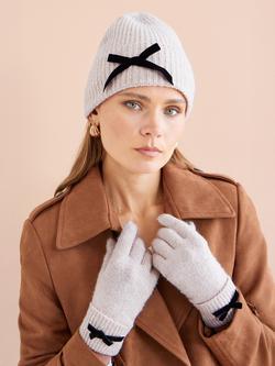 Yumi Bow Knit Gloves, Oatmeal/Black - view 2, Oatmeal/Black