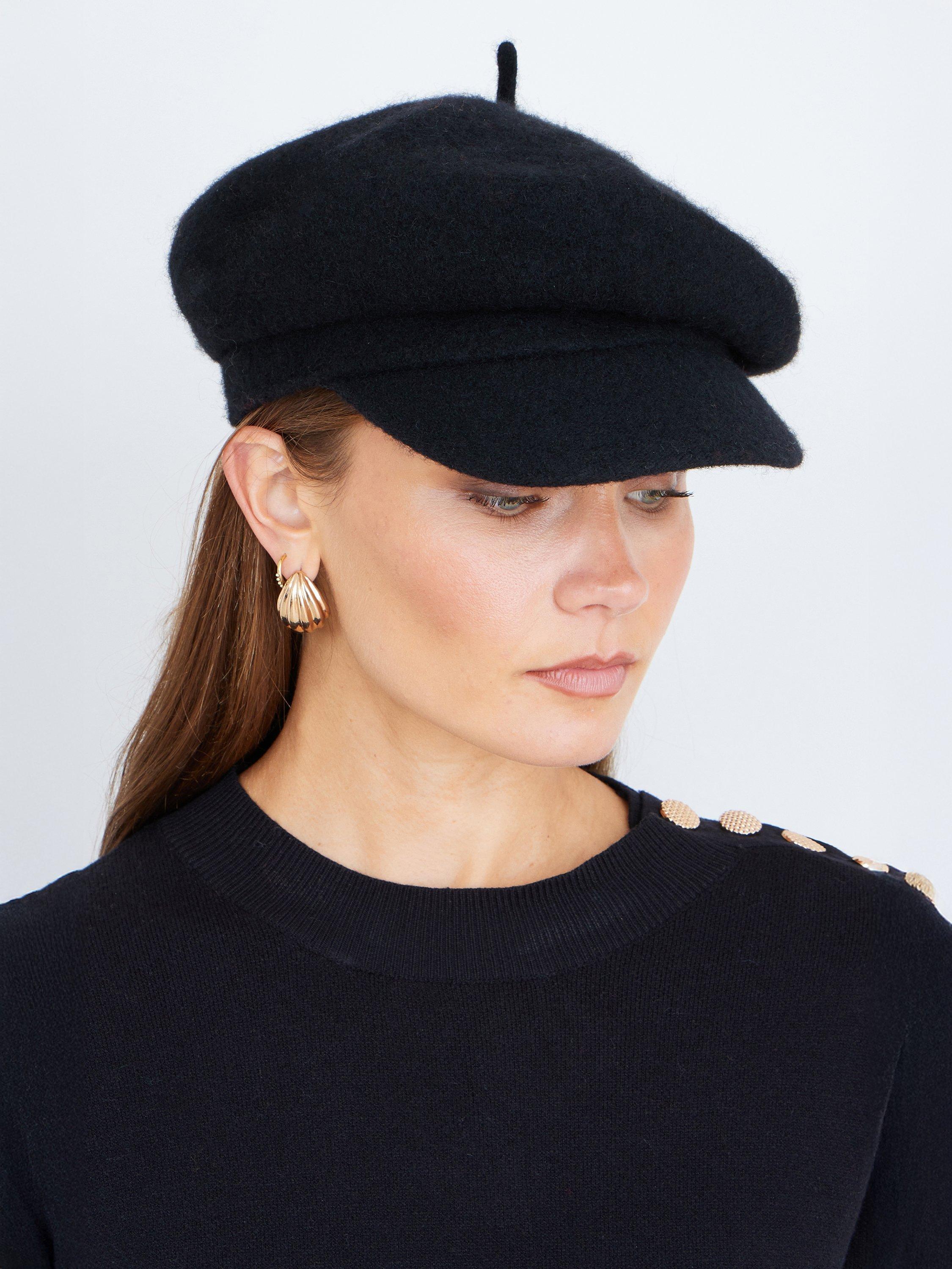 Product image 3 of 3, which shows Yumi Baker Boy Hat, Black