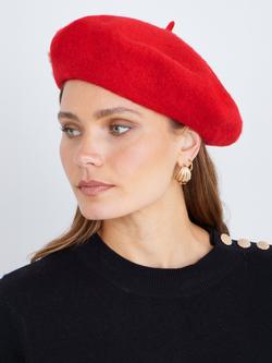 Yumi Pearl Bow Beret, Red