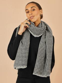 Yumi Dog Tooth Scarf, Black/White - view 2, Black/White