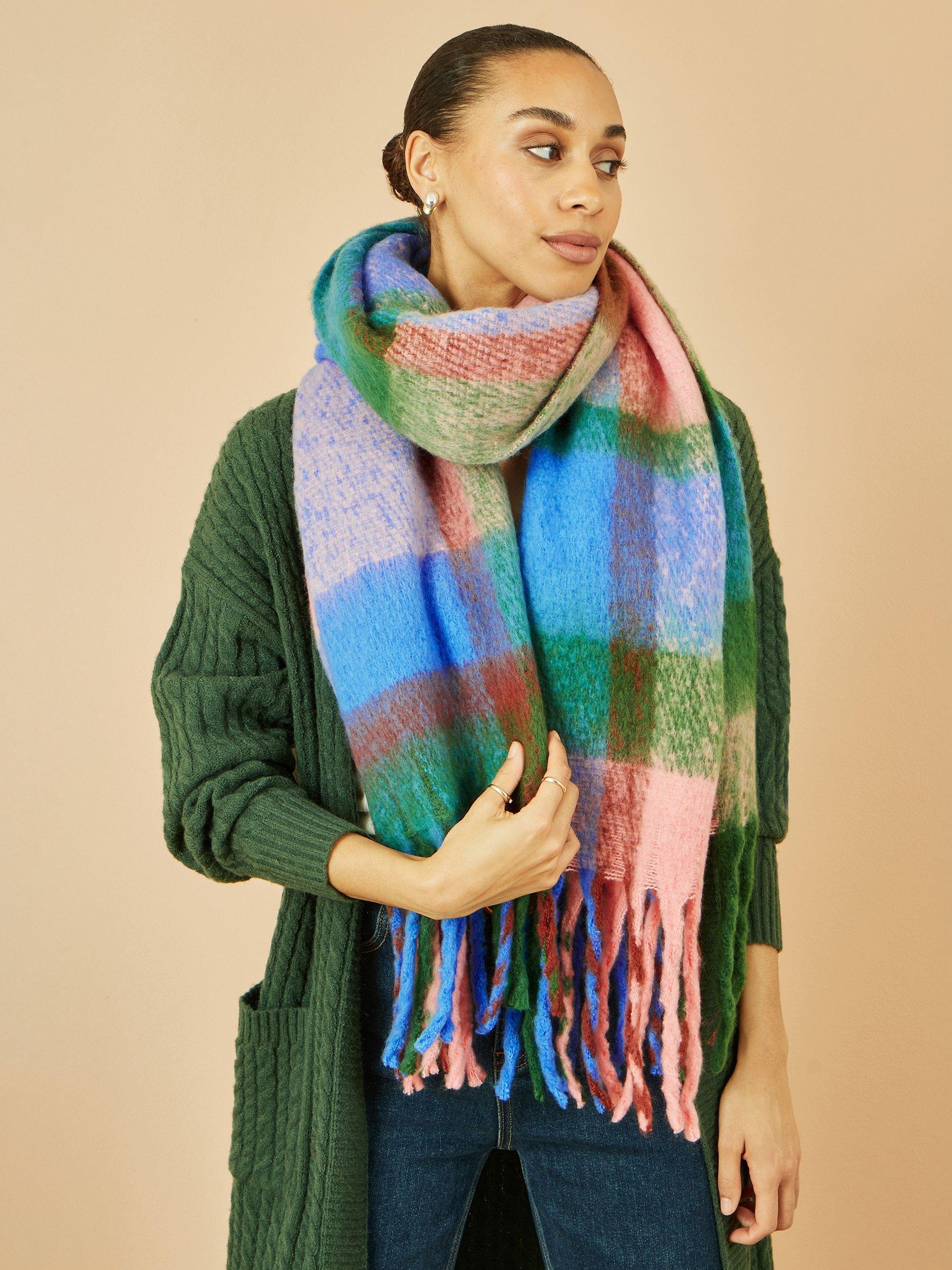 Product image 1 of 2, which shows Yumi Check Soft Scarf, Blue/Multi
