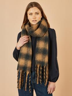 Yumi Check Soft Scarf, Brown, Brown/Black