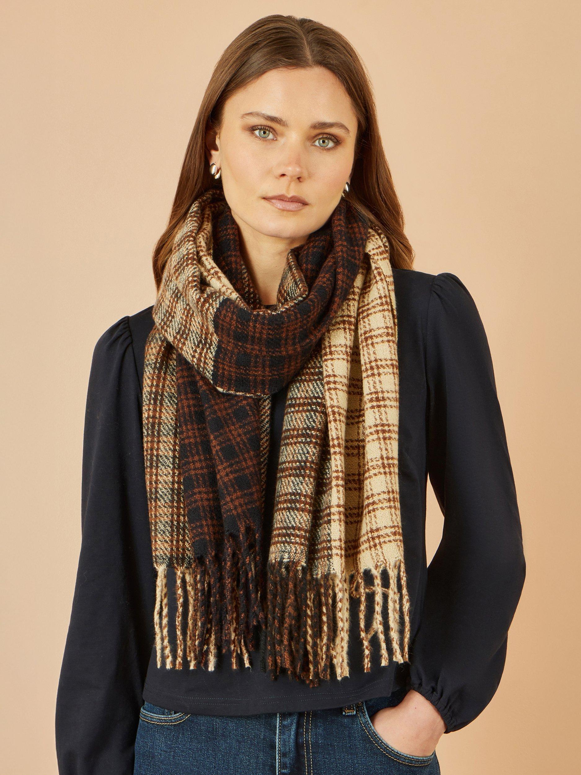 Product image 1 of 1, which shows Yumi Mixed Print Scarf, Brown/Multi