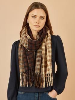 Yumi Mixed Print Scarf, Brown/Multi, Brown/Multi