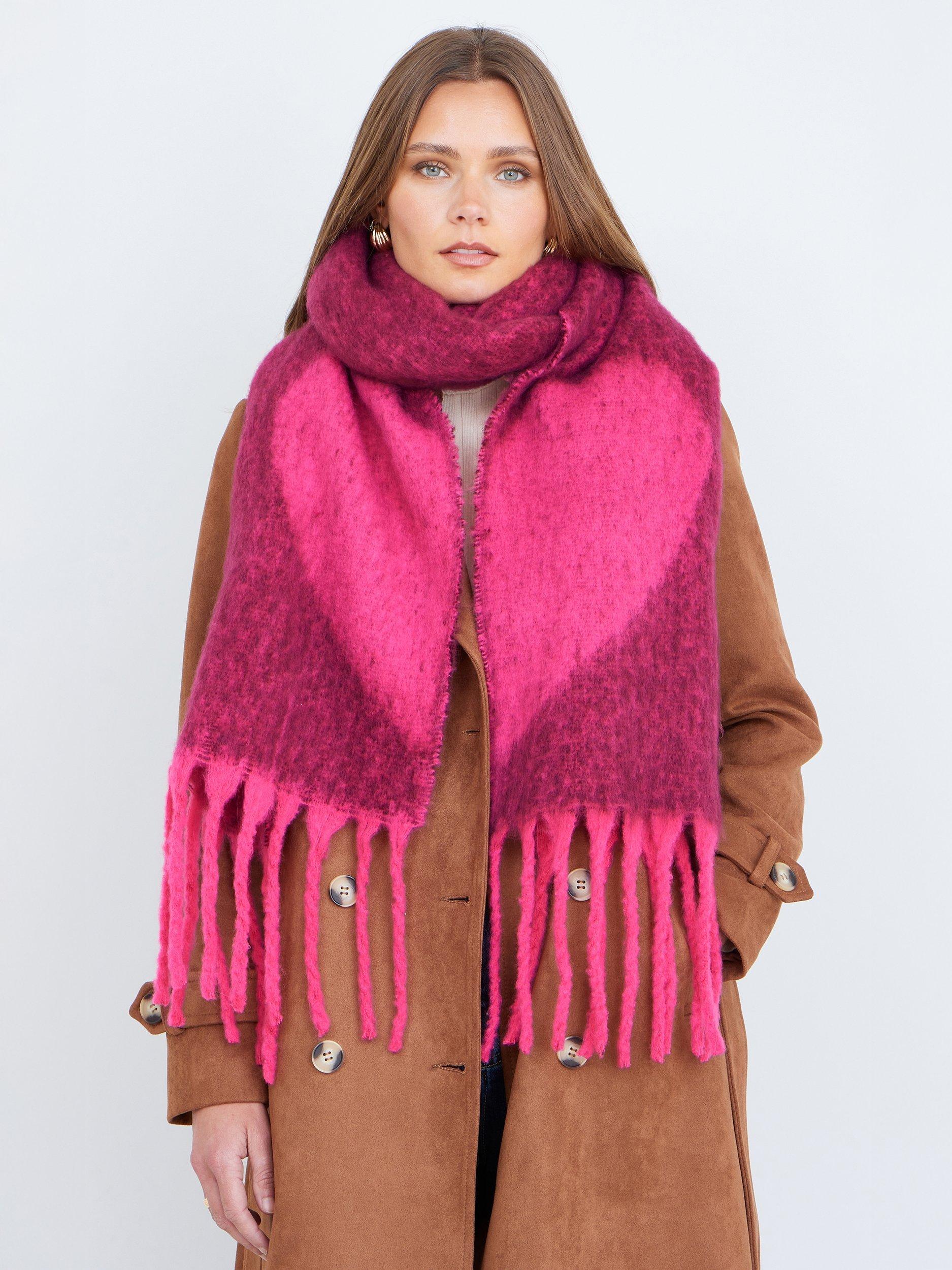 Product image 1 of 4, which shows Yumi Fluffy Scarf, Pink, One Size