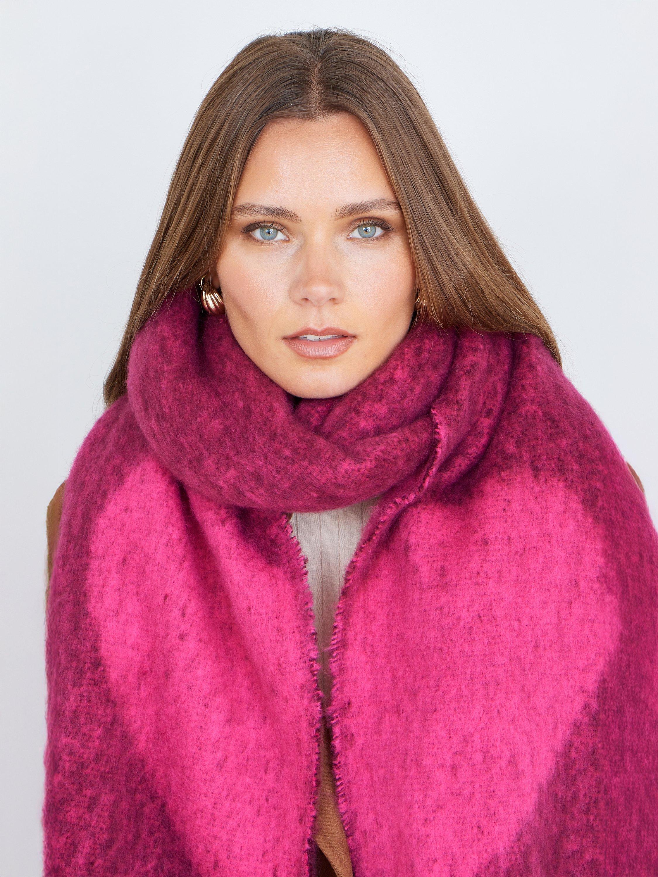 Product image 3 of 4, which shows Yumi Fluffy Scarf, Pink, One Size