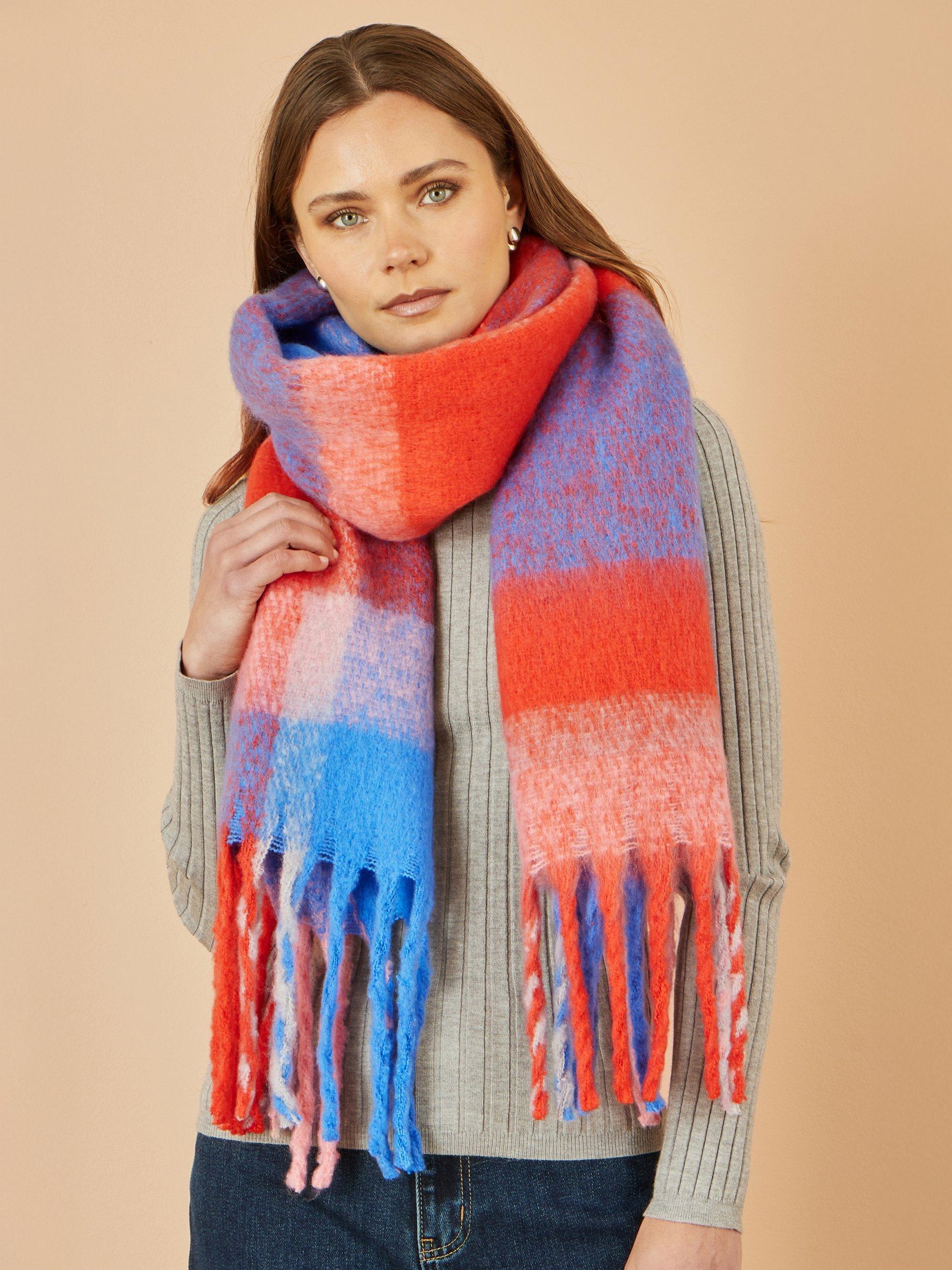 Product image 1 of 2, which shows Yumi Check Scarf, Orange/Multi, One Size