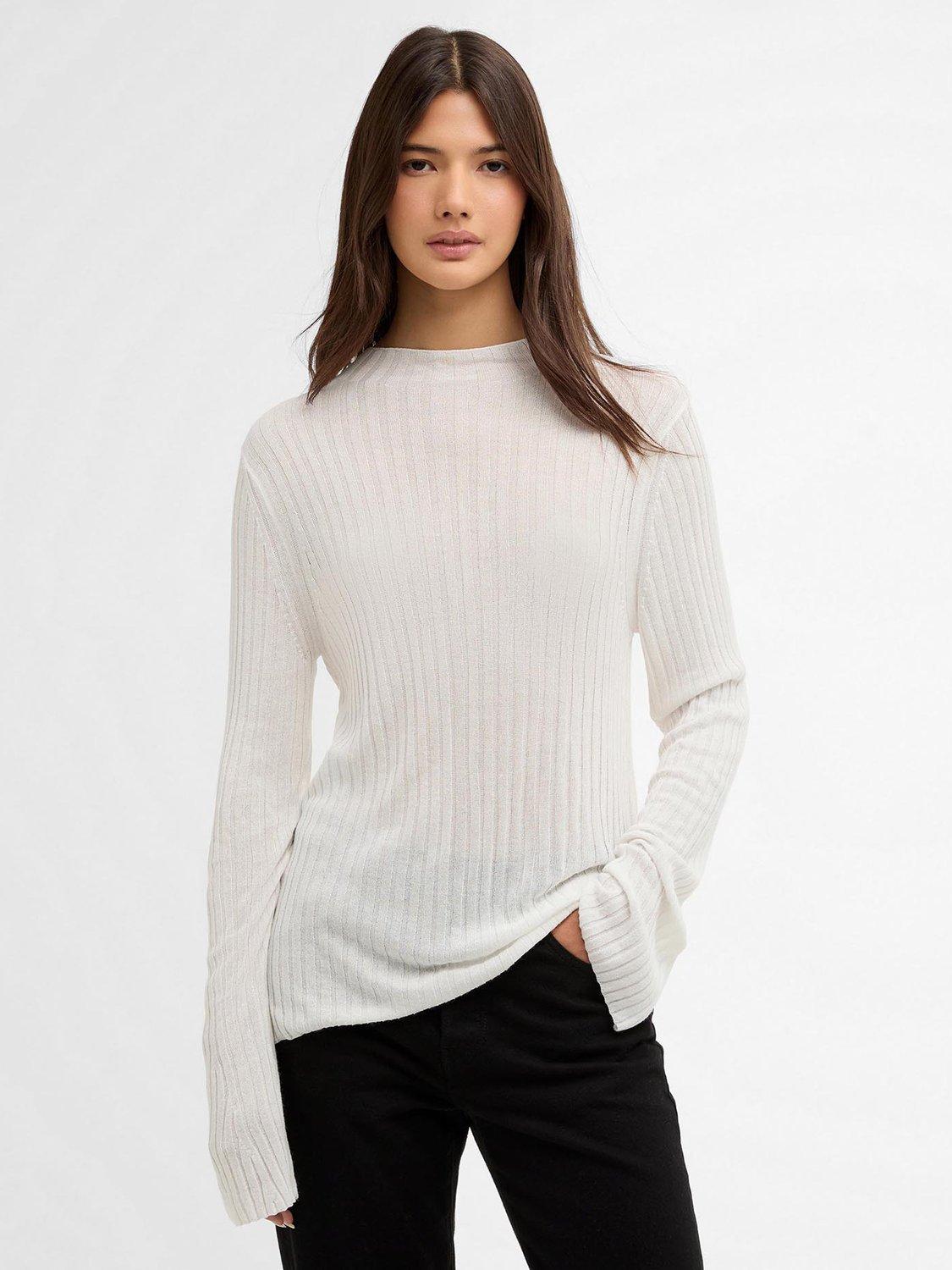 Product image 1 of 7, which shows Barbour International Ozara Ribbed Jumper, White, 8