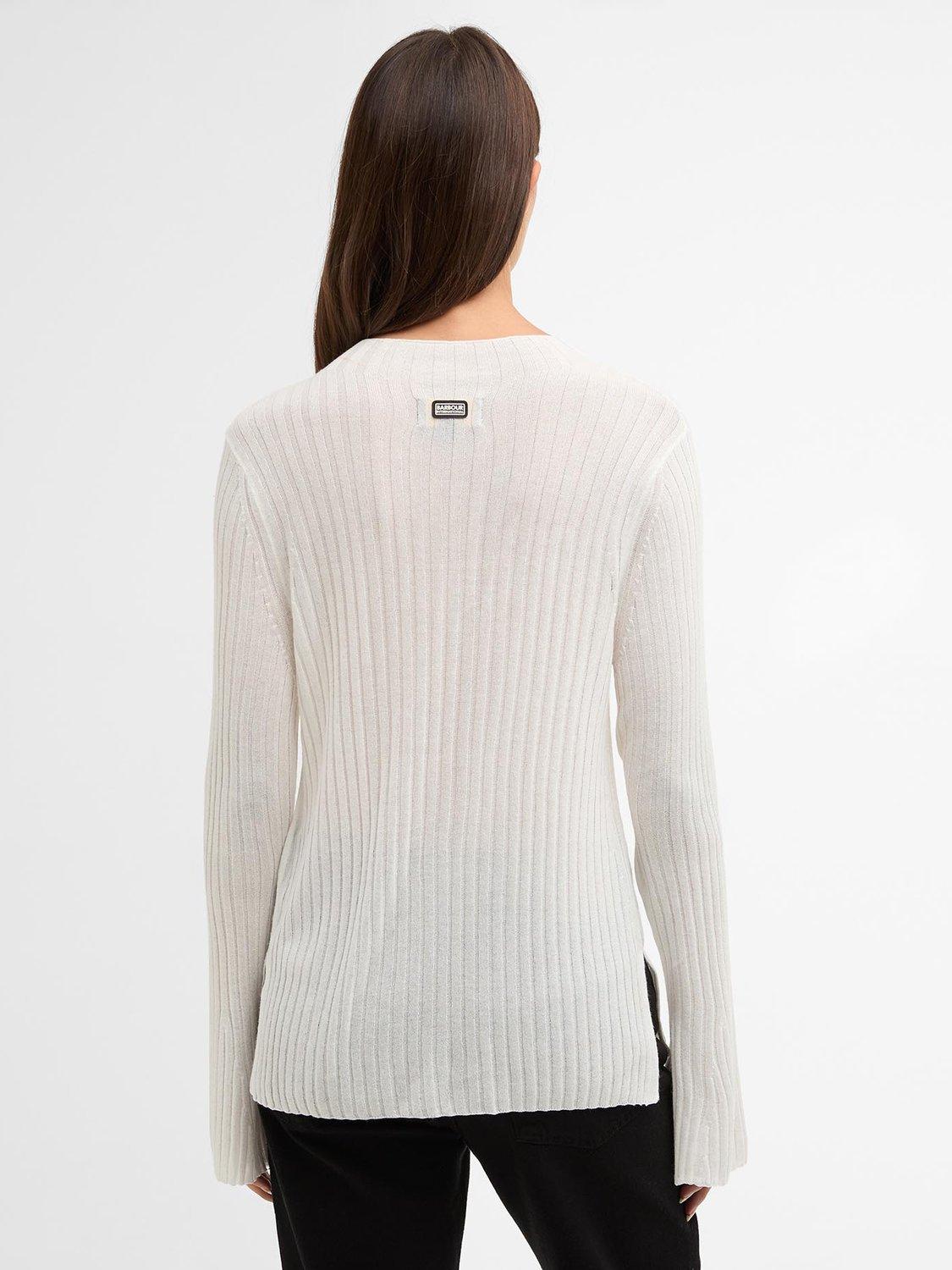 Product image 2 of 7, which shows Barbour International Ozara Ribbed Jumper, White, 8