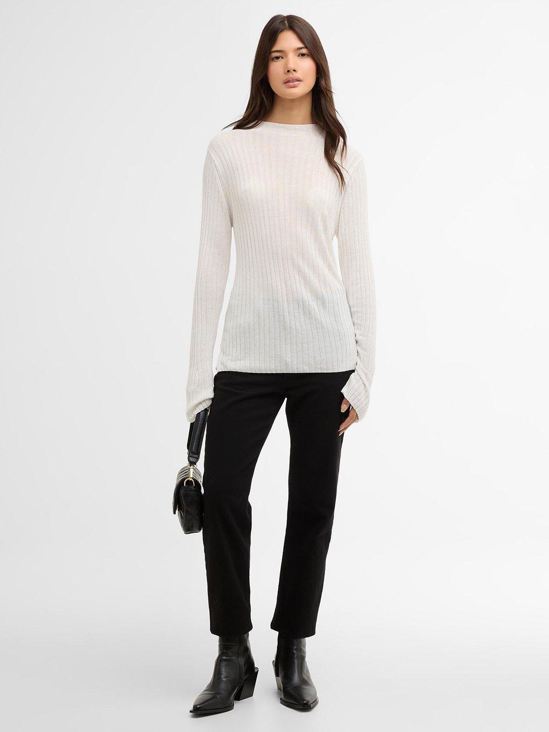 Product image 3 of 7, which shows Barbour International Ozara Ribbed Jumper, White, 8