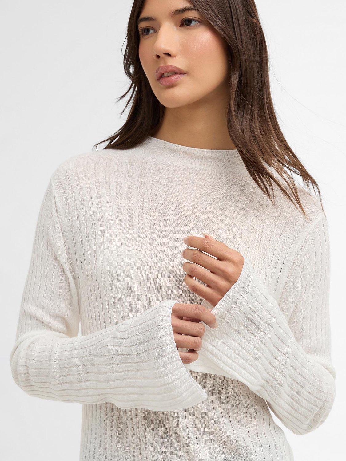 Product image 5 of 7, which shows Barbour International Ozara Ribbed Jumper, White, 8