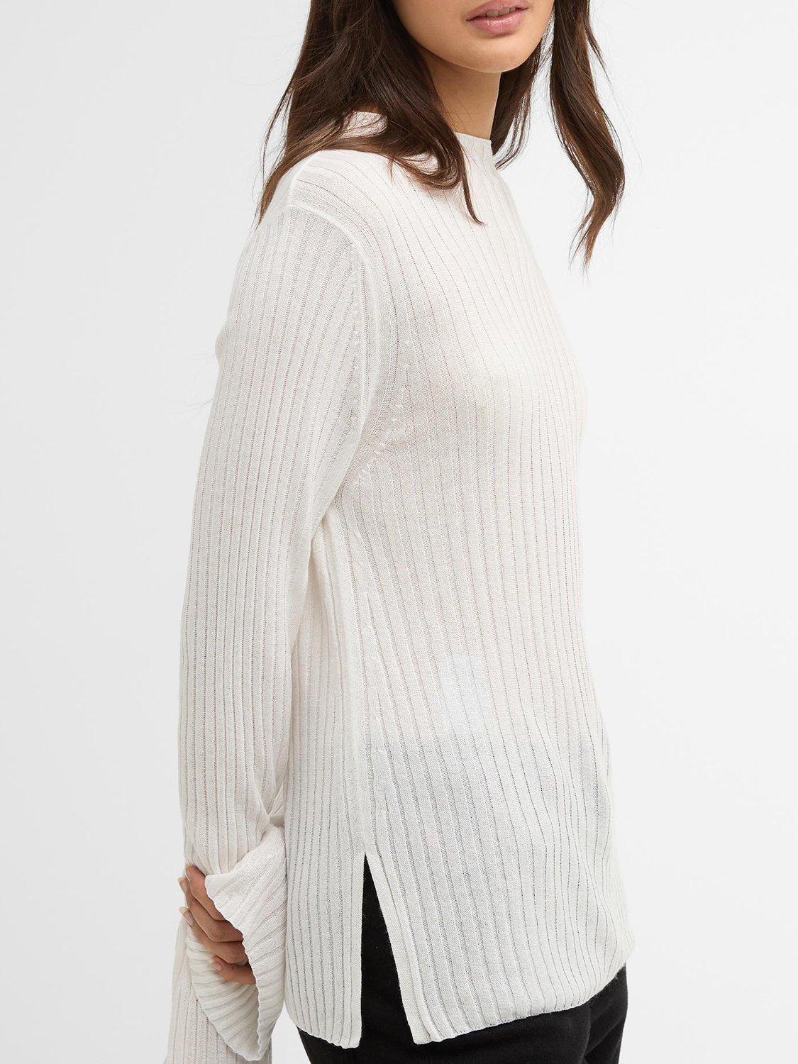 Product image 6 of 7, which shows Barbour International Ozara Ribbed Jumper, White, 8