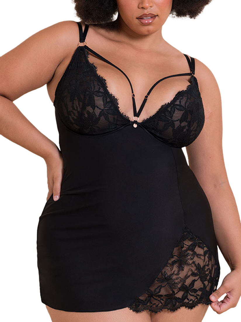 Product image 1 of 6, which shows Curvy Kate Embrace Chemise, Black, 30E