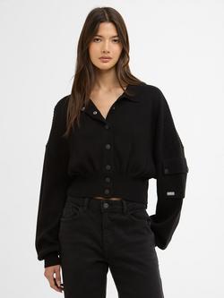 Barbour International Gigi Knitted Bomber Cardigan, Black, Black