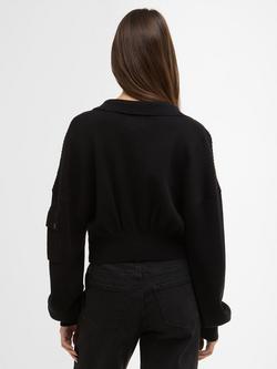 Barbour International Gigi Knitted Bomber Cardigan, Black - view 2, Black