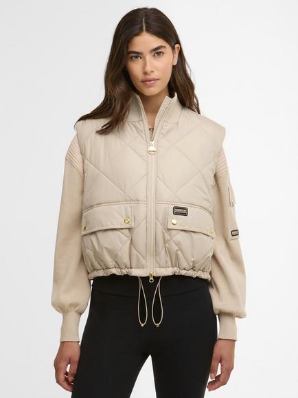 Barbour International Nia Cropped Gilet, Beige, Beige