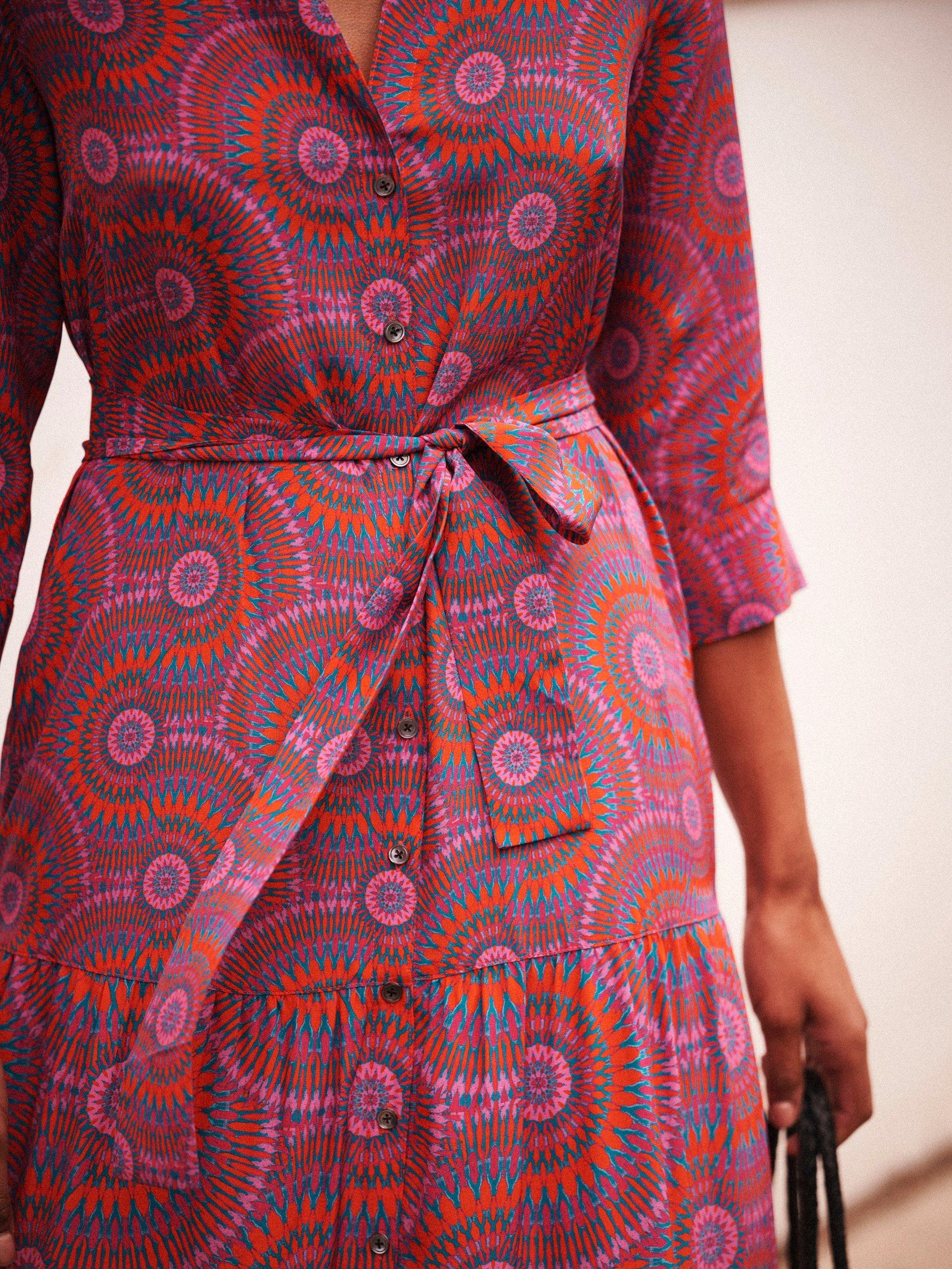 Product image 9 of 9, which shows NRBY Avery Batik Silk Midi Dress, Pink/Multi, XS