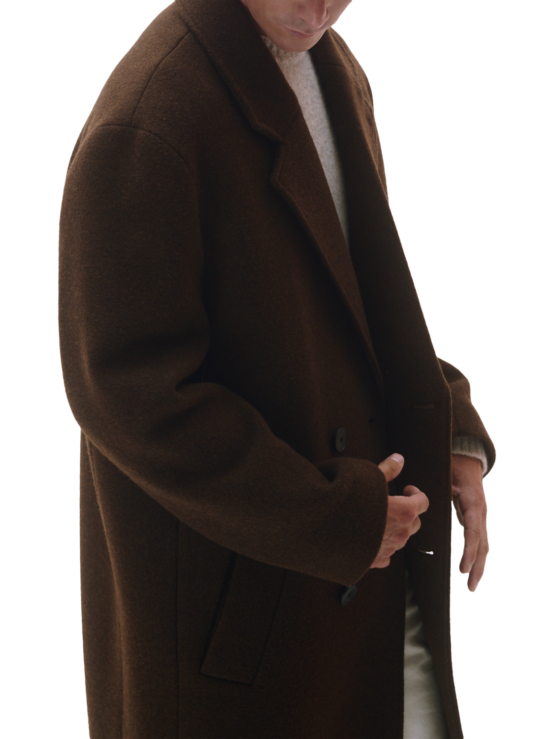 Product image 2 of 4, which shows Maison Standards Tribeca Wool Mix Oversized Coat, Dark Brown, S