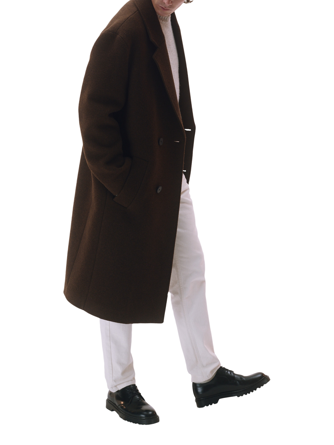 Product image 3 of 4, which shows Maison Standards Tribeca Wool Mix Oversized Coat, Dark Brown, S