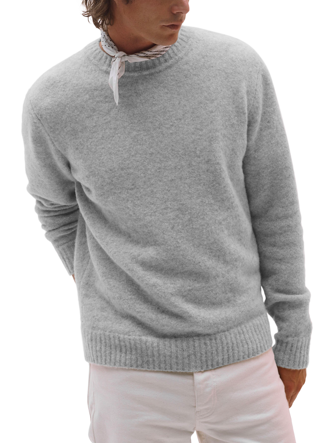 Product image 1 of 5, which shows Maison Standards Gary Crew Neck Wool Blend Jumper, Heather Grey, S