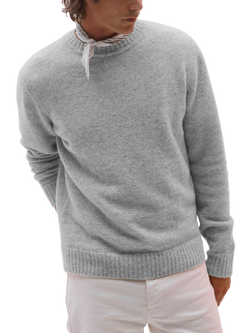 Maison Standards Gary Crew Neck Wool Blend Jumper, Heather Grey, Heather Grey