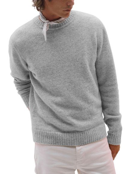 Maison Standards Gary Crew Neck Wool Blend Jumper, Heather Grey, Heather Grey