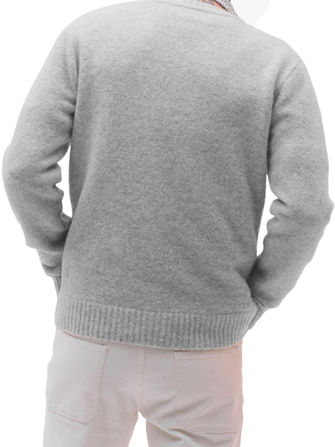Product image 2 of 5, which shows Maison Standards Gary Crew Neck Wool Blend Jumper, Heather Grey, S