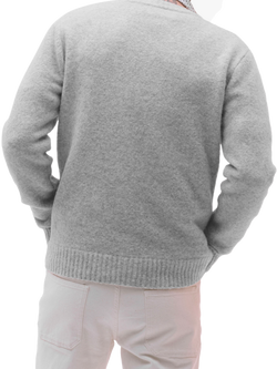 Maison Standards Gary Crew Neck Wool Blend Jumper, Heather Grey - view 2, Heather Grey