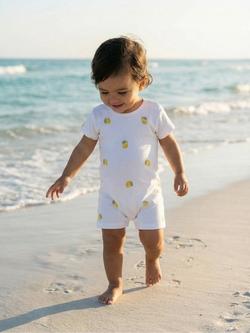 Rosa & Blue Baby Lemon Romper Suit, White - view 2, White