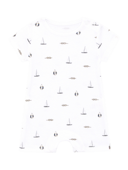 Rosa & Blue Baby Nautical Romper Suit, White, White