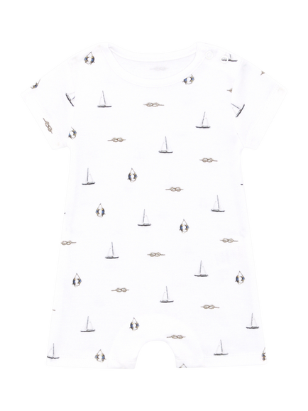 Rosa & Blue Baby Nautical Romper Suit, White, White