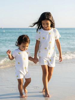 Rosa & Blue Kids' Lemon Pyjama Top and Shorts Set, White - view 2, White