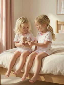 Rosa & Blue Kids' Heart Pyjama Top and Shorts Set, White - view 2, White