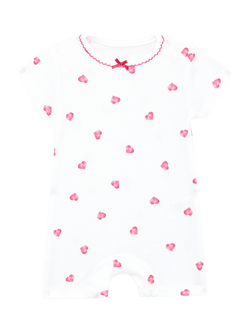 Rosa & Blue Baby Heart Romper Suit, White, White