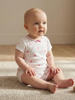 Rosa & Blue Baby Heart Romper Suit, White - view 2, White