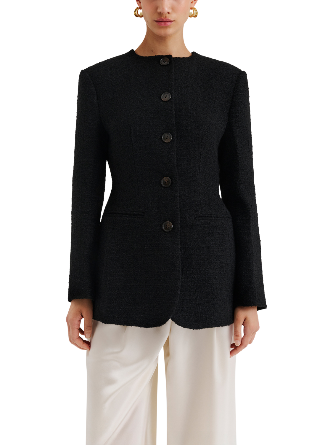 Product image 1 of 5, which shows Malina Carol Wool Blend Blazer, Black, XS