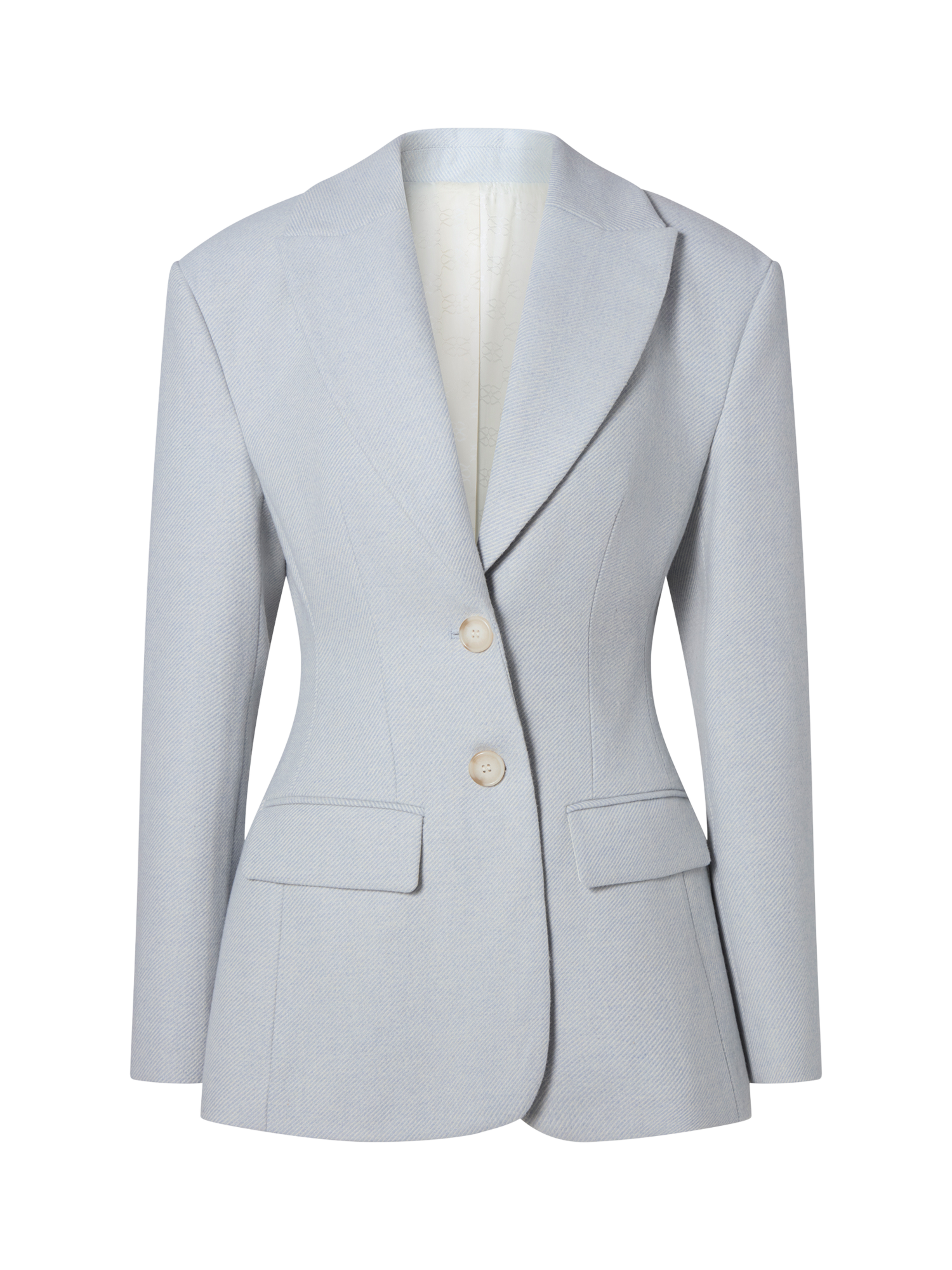 Product image 5 of 5, which shows Malina Ella Wool Blend Peplum Blazer, Blue Fishbone, XS