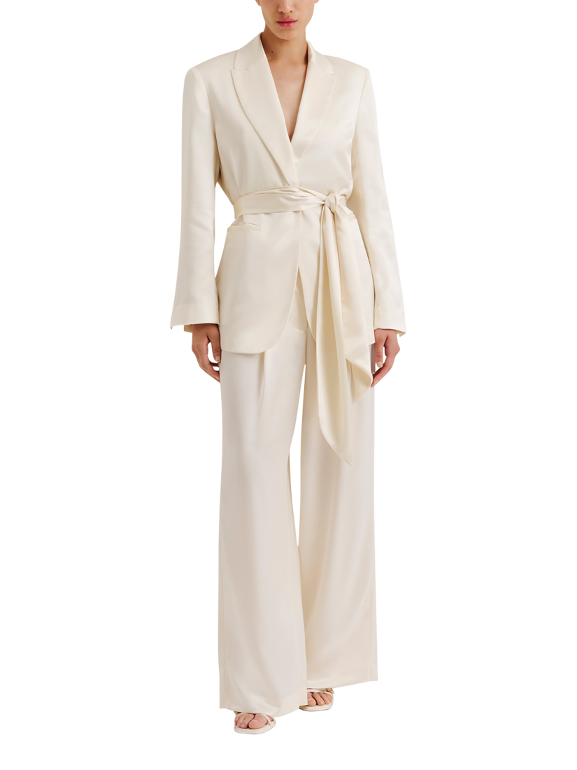 Product image 3 of 5, which shows Malina Liv Satin Wrap Blazer, Vanilla, 8